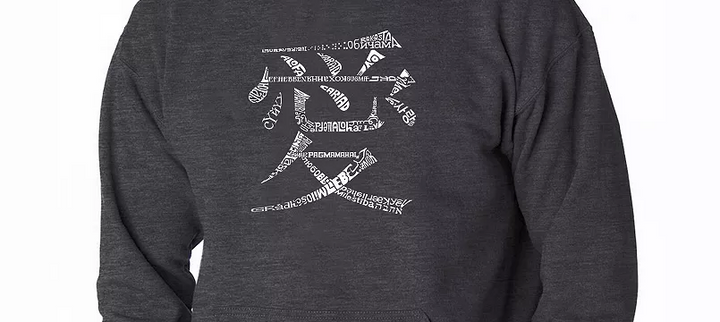 Translation missing: en.La Pop Art Men's Word Art Hoodie the Word Love in 44 Languages Dark Gray-XL