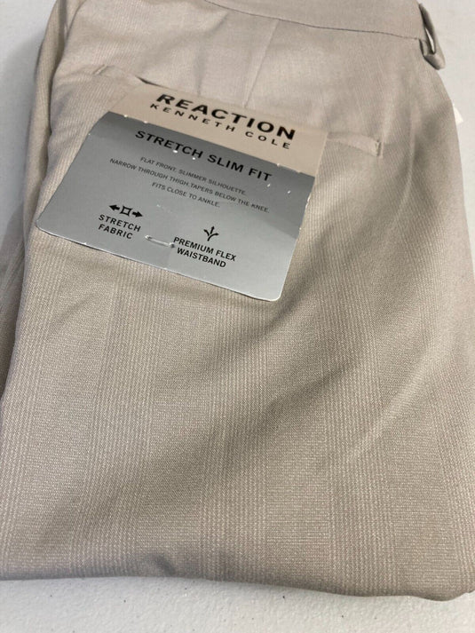 Translation missing: en.Kenneth Cole Reaction Men's Slim-Fit Stretch Heather Glen Plaid Pants Stone-3332