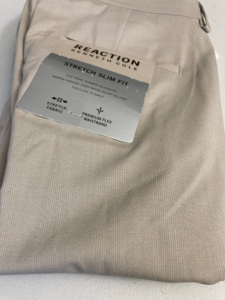 Translation missing: en.Kenneth Cole Reaction Men's Slim-Fit Stretch Heather Glen Plaid Pants Stone-3332