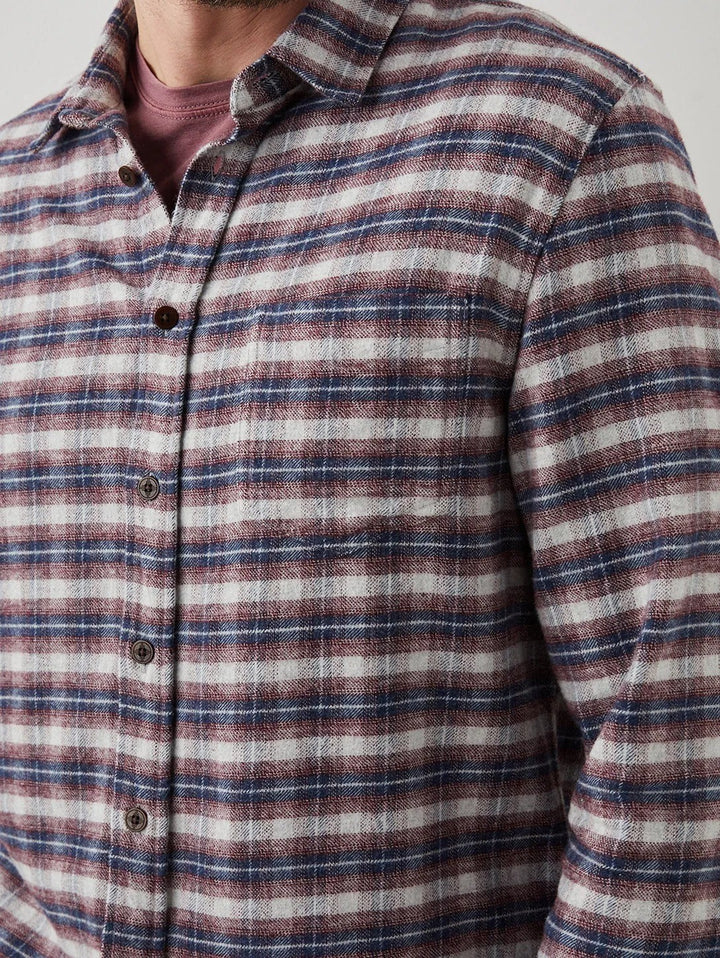 Translation missing: en.Rails Mens Forrest Plaid Cotton Flannel Shirt in Dusk Berry Grey Melange-Large