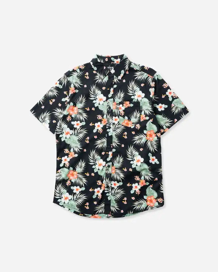 Translation missing: en.Hurley Men's Organic Wedge Short Sleeve Woven Shirt Black Multi-Small