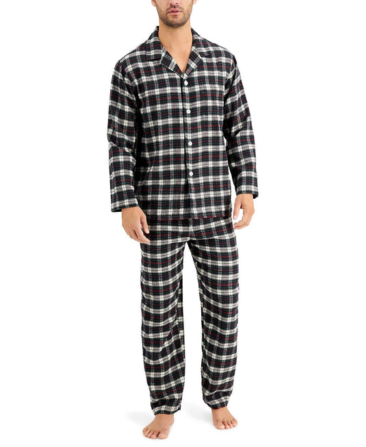 Translation missing: en.Club Room Men's Flannel Plaid Pajama Set in Hunter Multicolor-Size Small