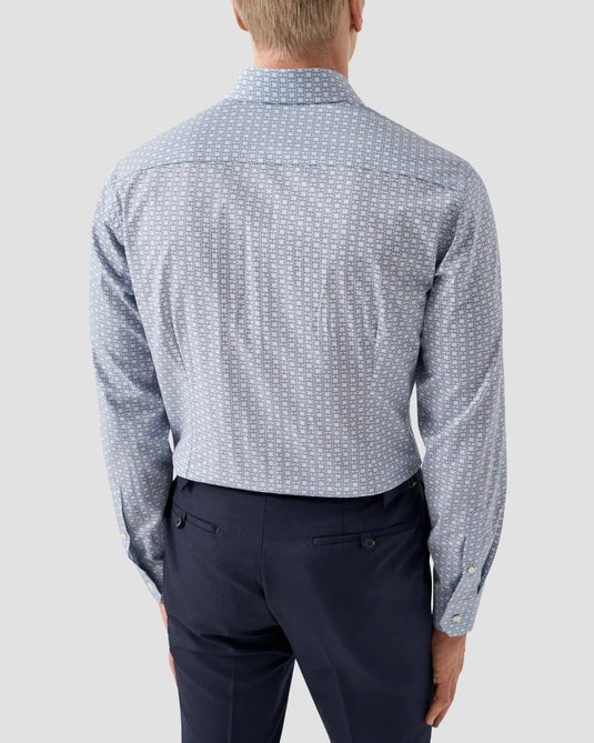 Translation missing: en.Eton Men's Slim Fit Geometric Print Shirt in Blue/White-EU 37 US 14.5  100011103