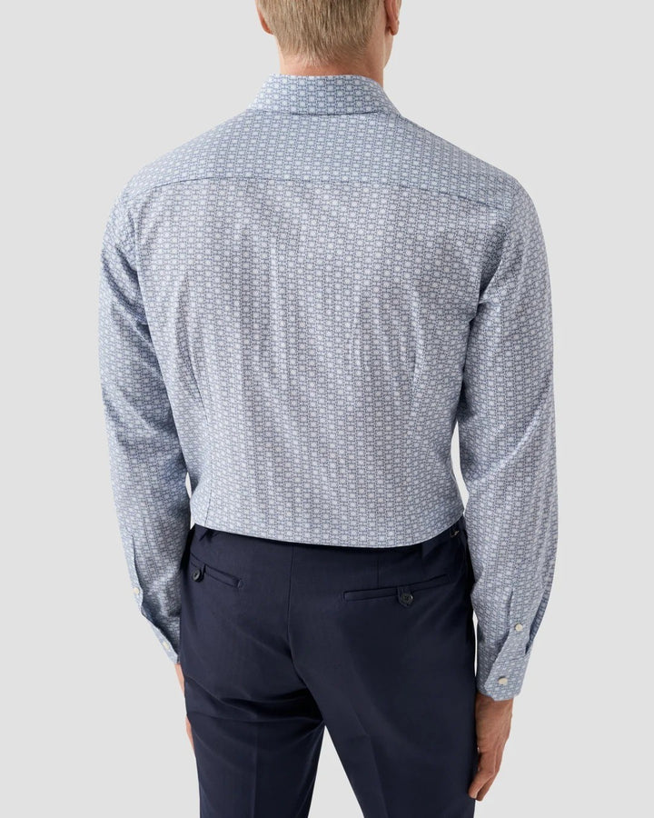 Translation missing: en.Eton Men's Slim Fit Geometric Print Shirt in Blue/White-EU 37 US 14.5  100011103