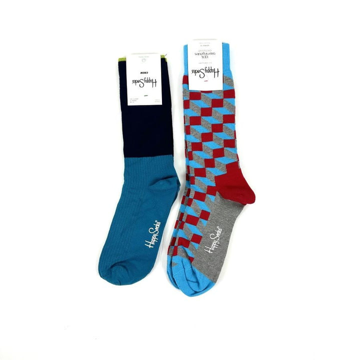 Translation missing: en.Happy Socks 2Pr Filled Optic Socks &amp; I Am Blocked Crew Socks Multi-8-12