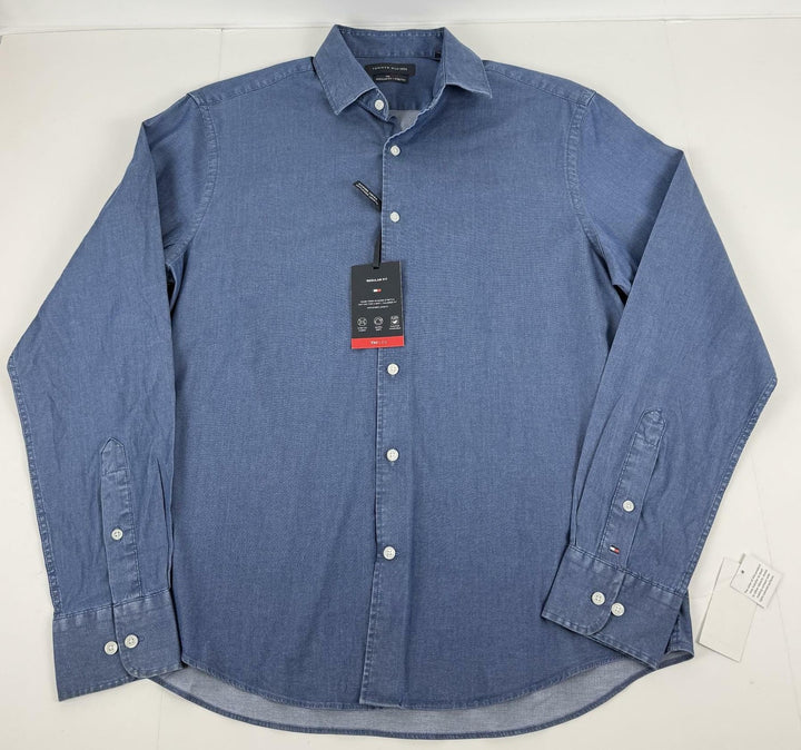 Translation missing: en.Tommy Hilfiger Men's Flex Reg Fit Washed Untucked Dress Shirt Blue-15-15.5 32/33