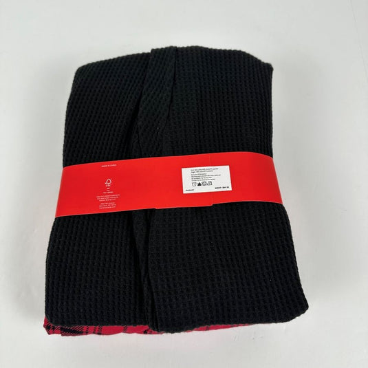 Translation missing: en.Gap Mens 2Pk. Waffle-Knit Jogger-Leg Pajama Pants True Black &amp; Red Plaid-Small