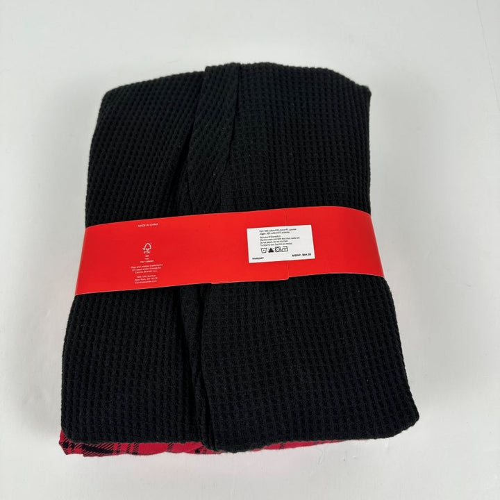 Translation missing: en.Gap Mens 2Pk. Waffle-Knit Jogger-Leg Pajama Pants True Black &amp; Red Plaid-Small