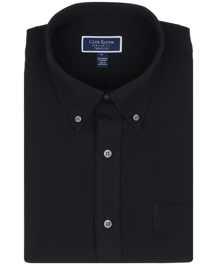 Translation missing: en.Club Room Traveler Dress Shirt Men's 17 32/33 Black Regular Fit Stretch