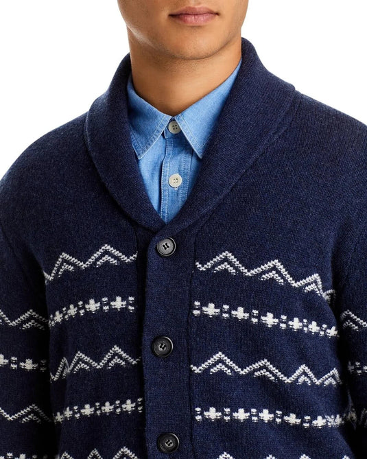 Translation missing: en.Major Department Store Designer Reg Fit Merino Wool Cardigan in Indigo Artic-L