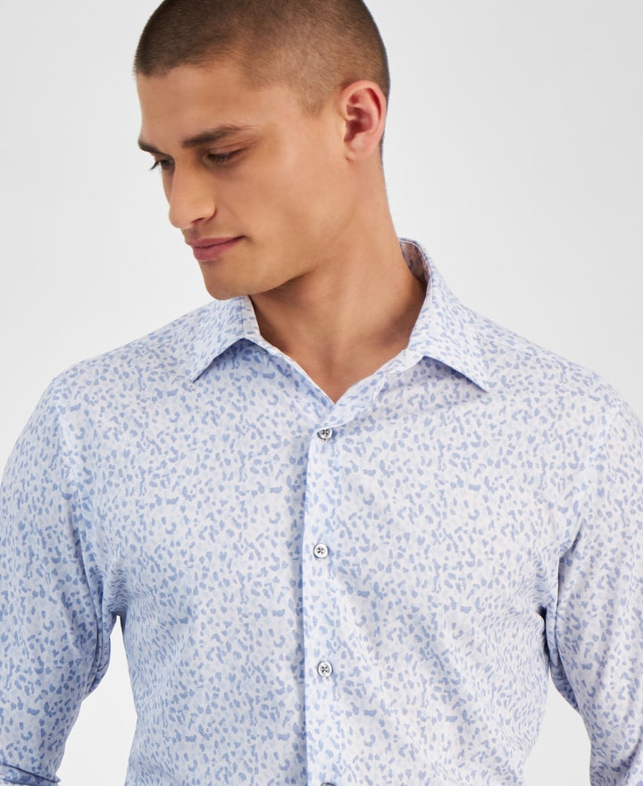 Translation missing: en.Alfani Alfatech Dress Shirt Men's 14-14.5 32/33 Lt Blue 4 Way Stretch Geometric