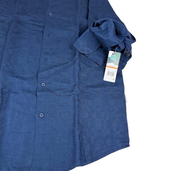 Translation missing: en.Name brand  Mens Regular-Fit Linen-Blend Tonal Shirt in Dress Blue-Small