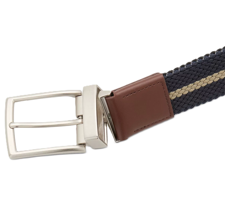 Translation missing: en.Perry Ellis Portfolio Men's Woven Webbed  Reversible Belt Black Blue-Size 36