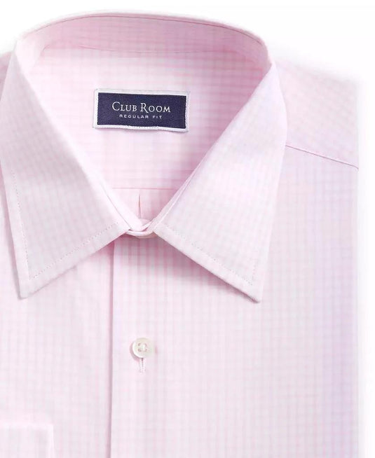 Translation missing: en.Club Room Mens Regular fit Dress Shirt Medium 15-15.5 32/33 Pink Check
