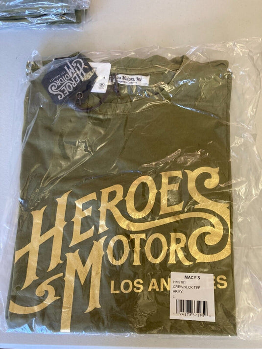 Translation missing: en.Heroes Motors Men's Crew Neck Signature Graphic T-Shirt in Army Green-Large