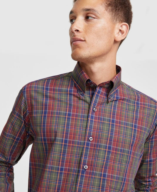 Translation missing: en.Club Room Men's Artesia Plaid Dress Shirt Performance Olive Multi-M15 32/33