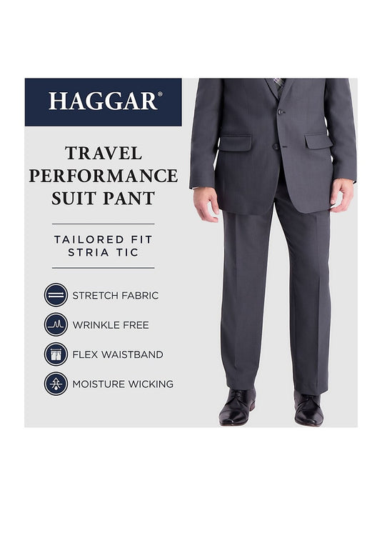 Translation missing: en.Haggar Men's Travel Performance Tailored Fit Suit Dress Pants Dk Grey Htr-34x30
