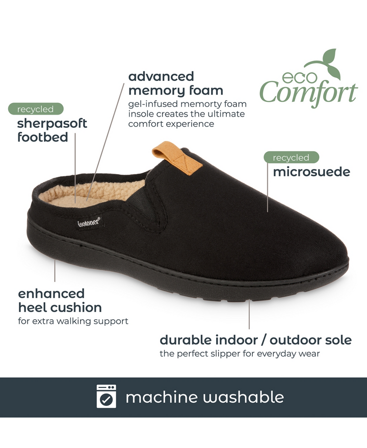 Translation missing: en.isotoner Advanced Memory FoamMicrosuede Hoodback Slip Men's Slippers Navy-Med8-9
