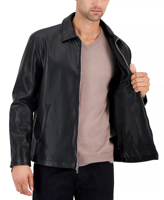 Translation missing: en.Alfani Men's Faux-Leather Jacket in Deep Black-XL 44-46