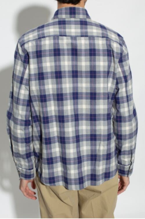 Translation missing: en.A.P.C. Bastian Plaid Two-Pocket Button-Up Overshirt Blue/Grey Multi-2XL