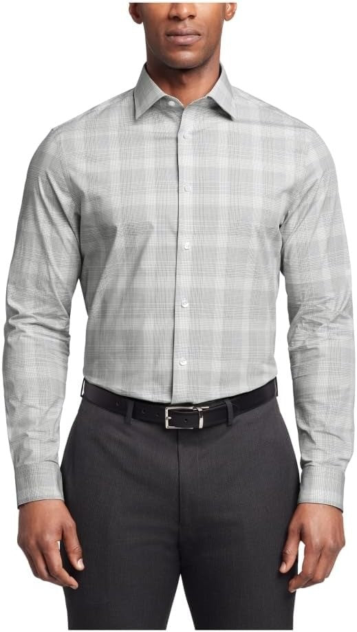 Translation missing: en.Calvin Klein Dress Shirt Mens L16.5 32/33 Olive Multi Steel Slim Fit Stretch