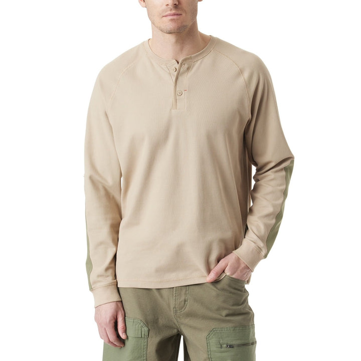 Translation missing: en.Bass Outdoor Hiker Henley Men's Large Trench Coat Tan Long-Sleeve Thermal Top
