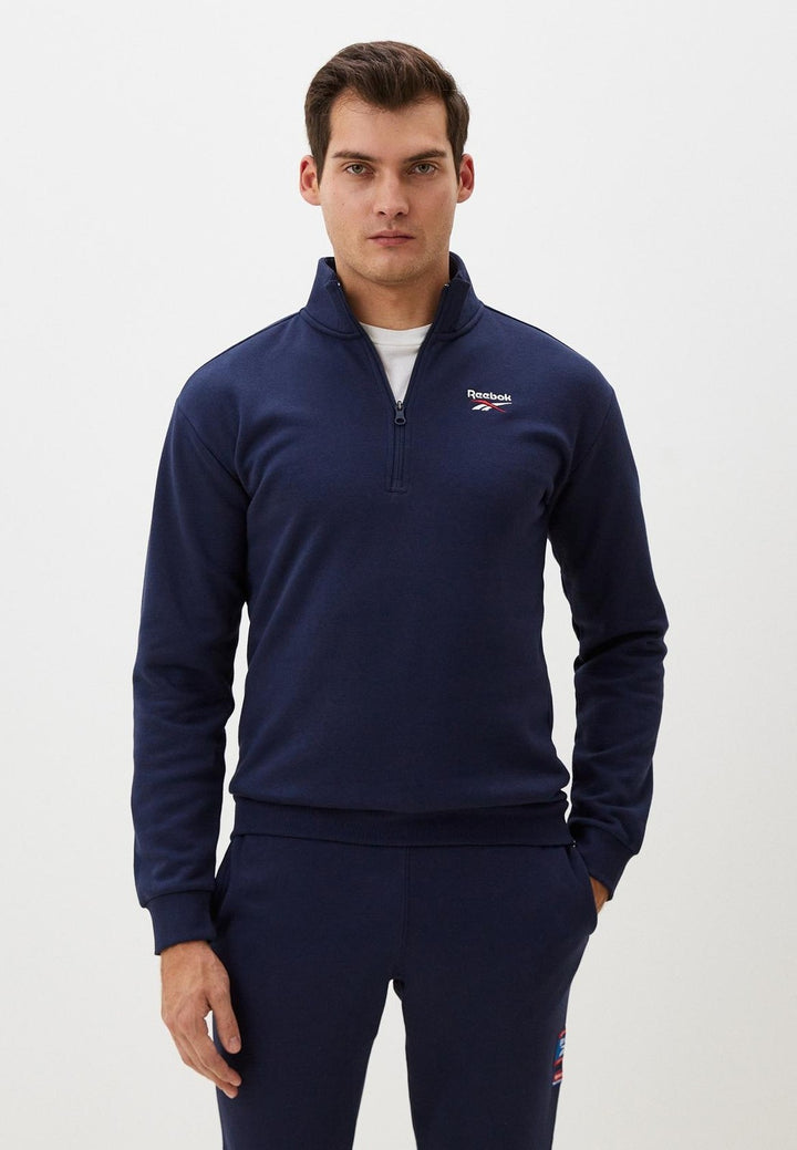 Translation missing: en.Reebok Mens Identity Quarter-Zip Fleece Sweatshirt Vector Navy Size 2XL Reg-Fit