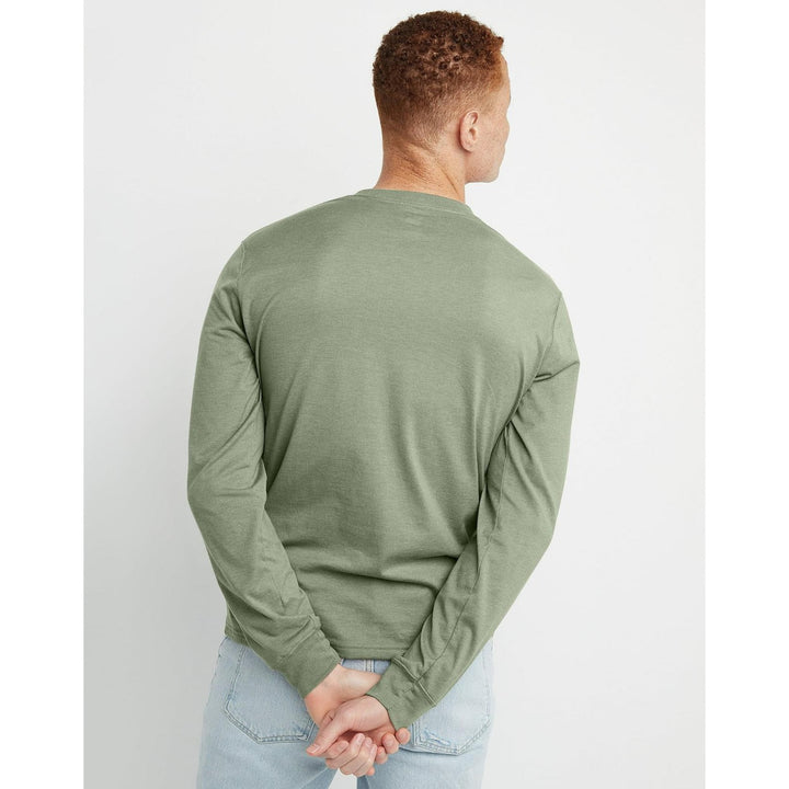 Translation missing: en.Hanes Originals Men's Cotton Long Sleeve Henley T-shirt Light Green-Large