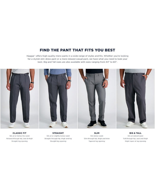 Translation missing: en.Haggar Men's Cool 18Pro Reg-Fit Expand Waist Pleated Dress Pants Dk Grey-44/32