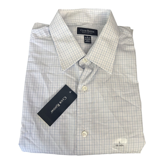 Translation missing: en.Club Room Dress Shirt L 16-16.5 34/35 White Lt Blue Men's Regular Fit Micro Chk