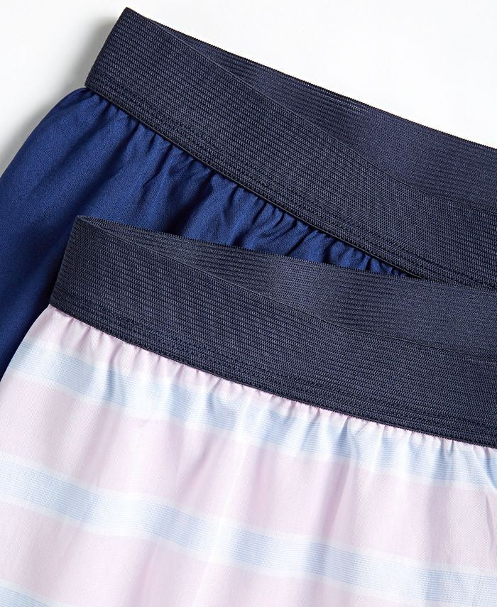 Translation missing: en.Club Room Men's 2-Pk. Stripe &amp; Solid Boxer Shorts Pink/Blue-Large