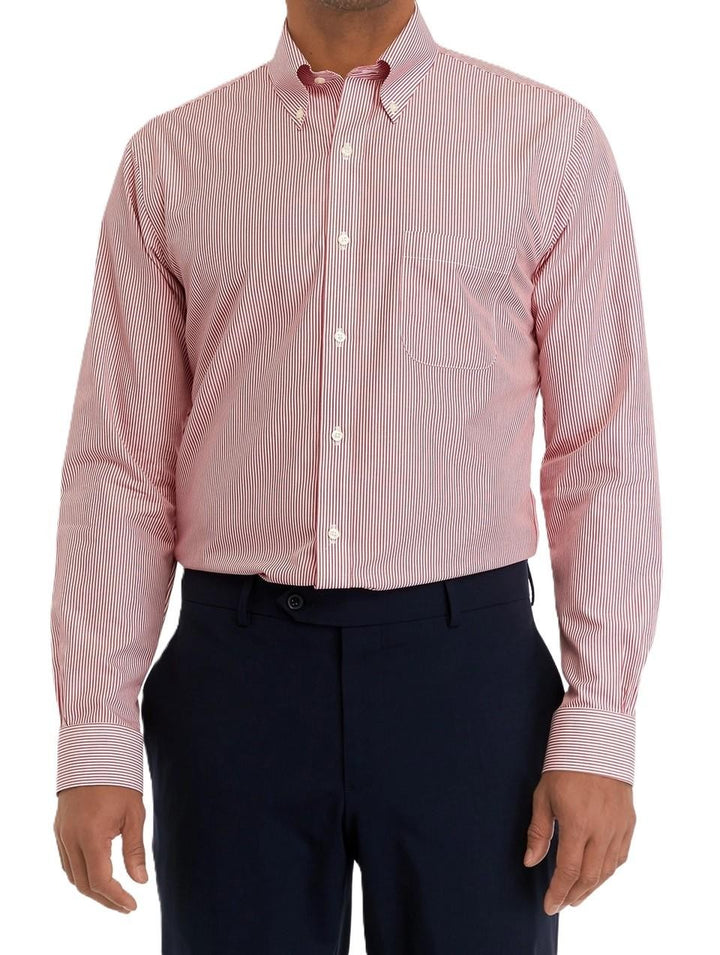 Translation missing: en.B by Brooks Brothers Regular Fit Non-Iron Stripe Dress Shirt Red-16 34-35