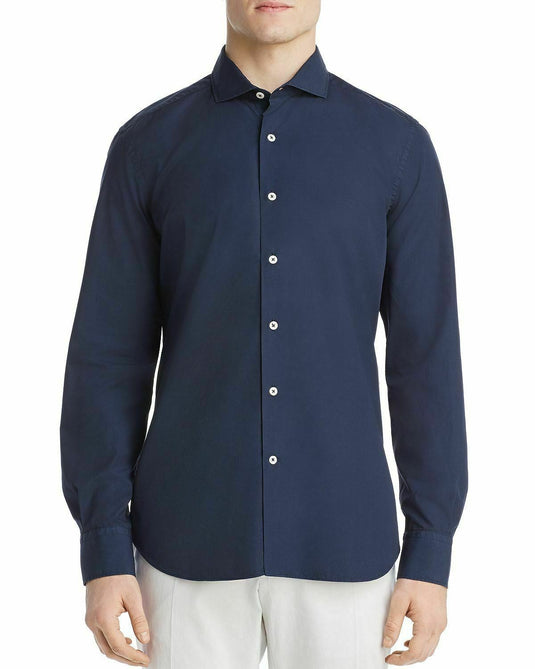 Translation missing: en.Dylan Gray All Cotton Classic Fit Poplin Shirt Navy-Size Large