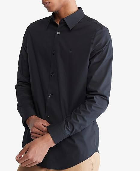 Translation missing: en.Calvin Klein Men's Slim-Fit Refined Button-Down Shirt Black Beauty-Medium