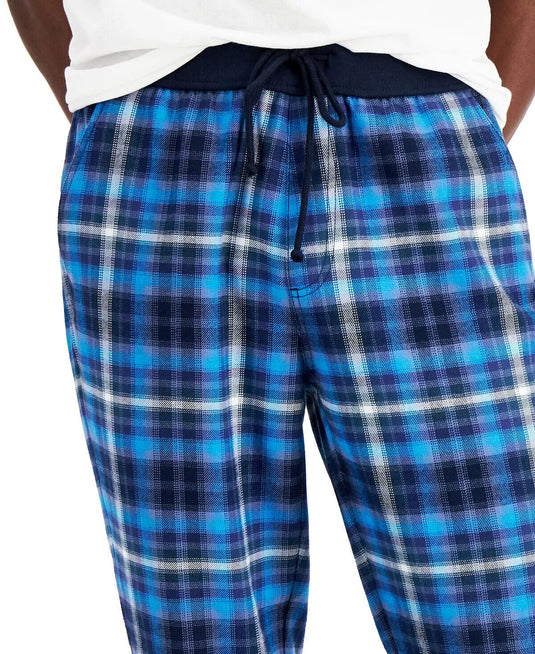 Translation missing: en.Sun + Stone Men's Donnie Regular-Fit Plaid Joggers in Blue-Size XL
