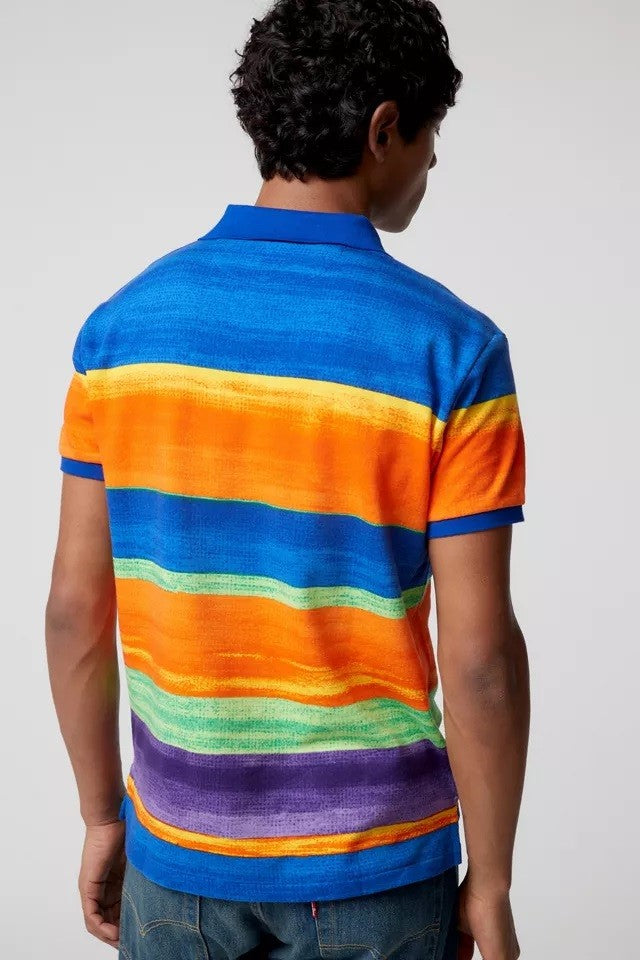 Translation missing: en.Polo Ralph Lauren Mens Spa Striped Terry Polo Shirt in Electric Stripe