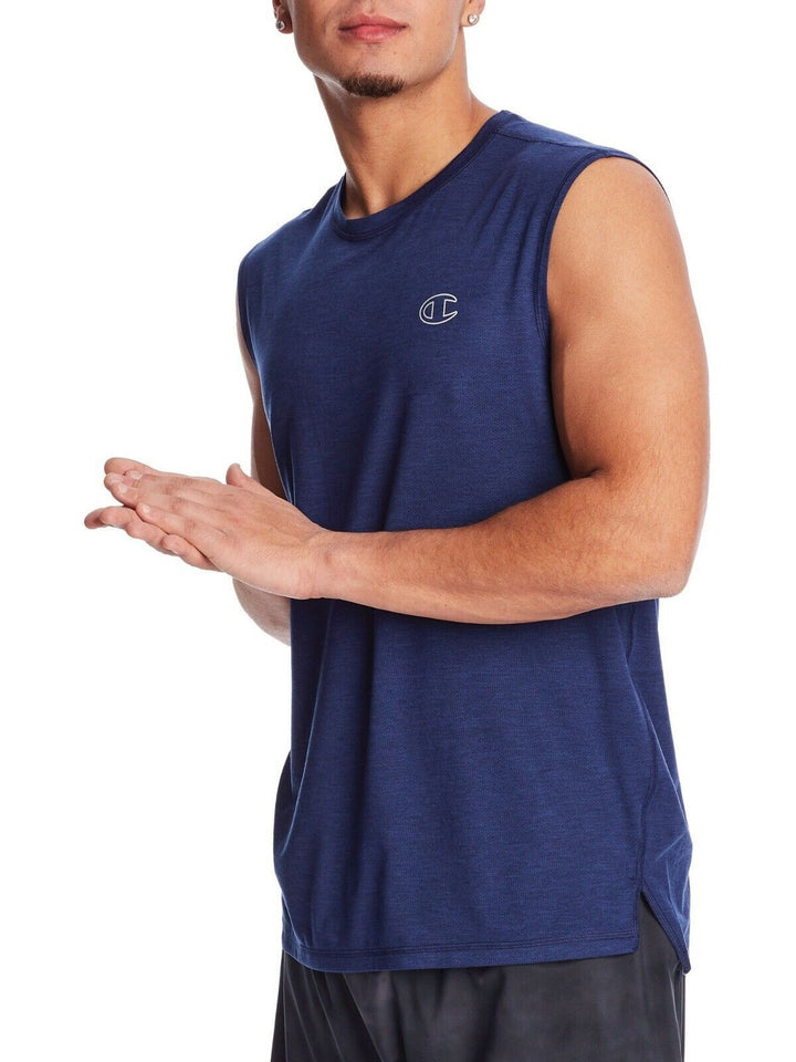 Translation missing: en.Champion Men's 2 Crew Neck Sleeveless Moist Wicking Muscle T-Shirt Grey,Blue-Sm