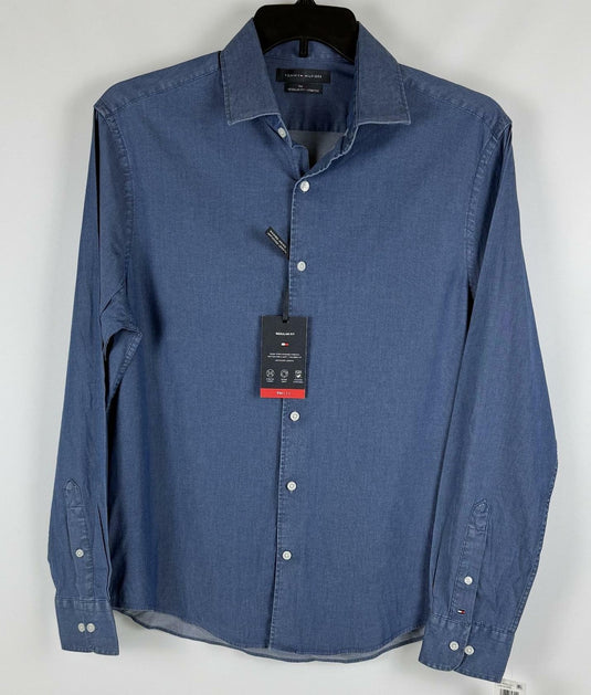 Translation missing: en.Tommy Hilfiger Men's Flex Reg Fit Washed Untucked Dress Shirt Blue-15-15.5 32/33