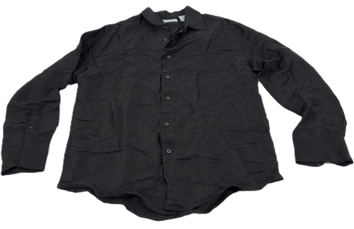 Translation missing: en.Cubavera Men's Long Sleeve Button Front Linen Blend Dobby Shirt Jet Black-Small