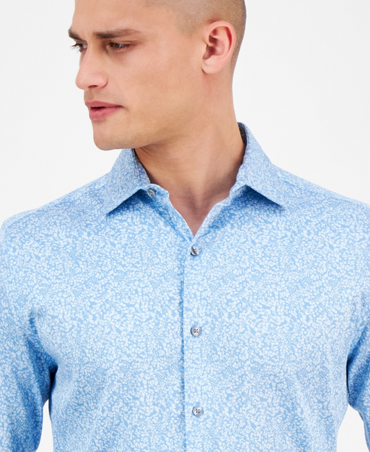 Translation missing: en.Bar III Men's Slim-Fit Daniel Floral Dress Shirt Mid Blue Stretch-16-16.5 34/35