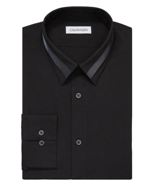 Translation missing: en.Calvin Klein Mens Dress Shirt Slim Fit Formal Infinite Black Solid-15-15.5 34/35