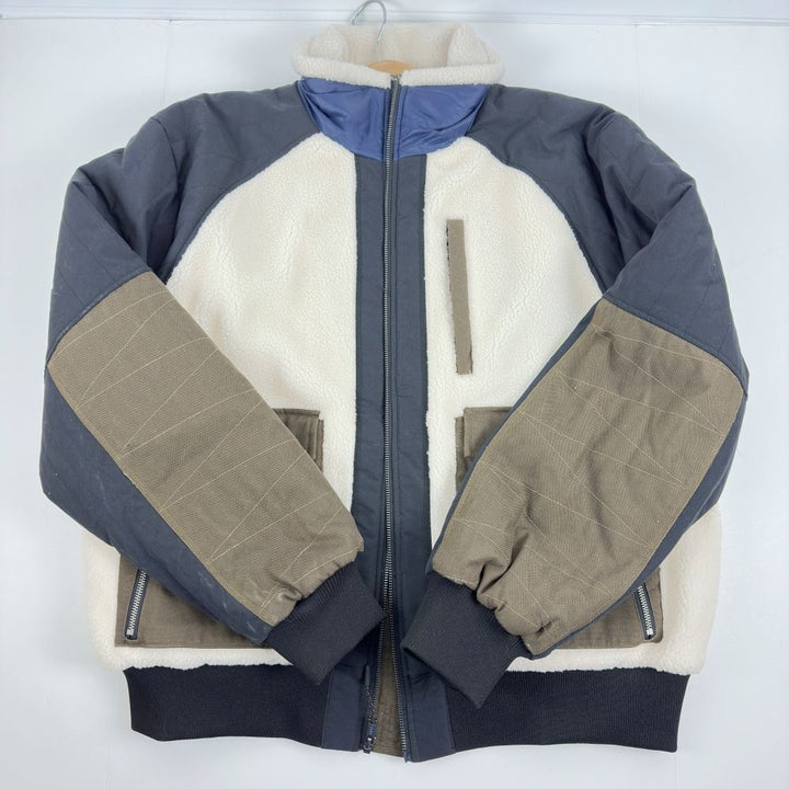 Translation missing: en.Bass Outdoor Men's Mixed-Media Full-Zip Bomber Jacket - Antique White Multi-XL
