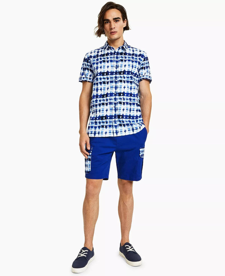 Translation missing: en.Sun + Stone Men's Daniel Printed Shirt in Coastal Navy-2XL
