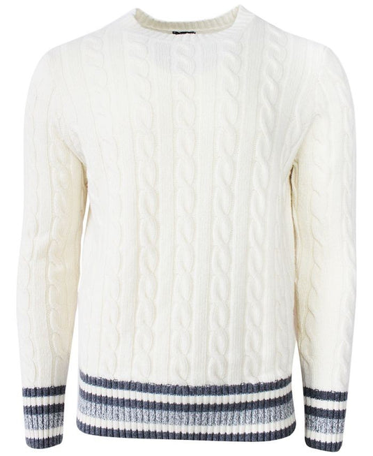 Translation missing: en.Benson Men's Aspen Relaxed-Fit Cable-Knit Sweater in Cream-Medium