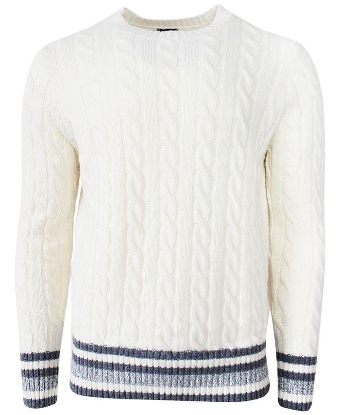 Translation missing: en.Benson Men's Aspen Relaxed-Fit Cable-Knit Sweater in Cream-Medium