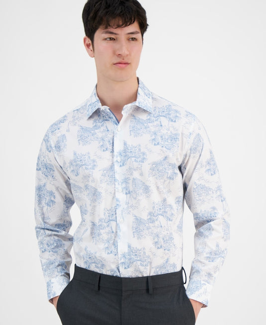 Translation missing: en.Bar III Dress Shirt Men's S 14-14.5 32/33 Multi Slim-Fit Amalfi Scenic Stretch
