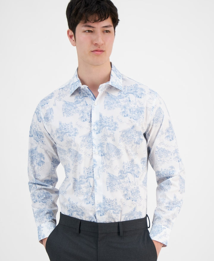 Translation missing: en.Bar III Dress Shirt Men's S 14-14.5 32/33 Multi Slim-Fit Amalfi Scenic Stretch