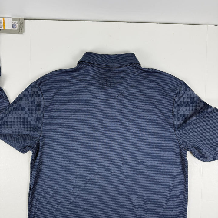 Translation missing: en.PGA Tour Long Sleeve Feeder Stripe Golf Polo Shirt DK Peacoat Htr-Small