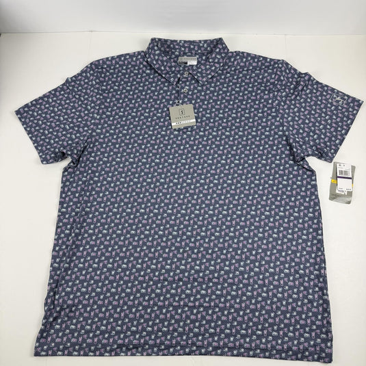 Translation missing: en.PGA Tour Men's Refreshments Short Sleeve Printed Polo Shirt Blue Indigo-2XL