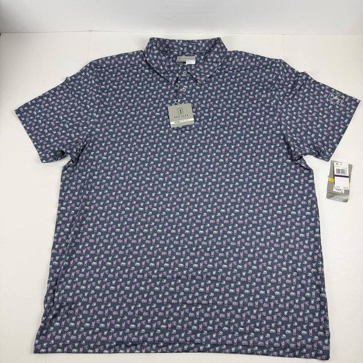 Translation missing: en.PGA Tour Men's Refreshments Short Sleeve Printed Polo Shirt Blue Indigo-2XL